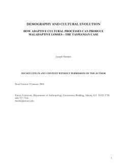 DEMOGRAPHY AND CULTURAL EVOLUTION