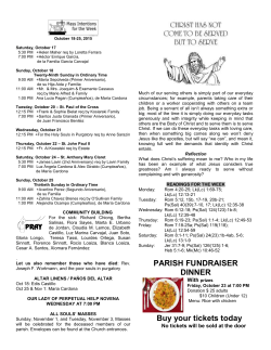 PARISH FUNDRAISER DINNER Buy your tickets today