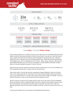 Crested Butte Report 20-01-2016