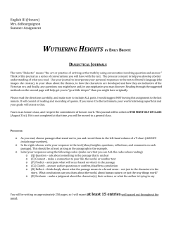 wuthering heights by emily bront&euml; dialectical journals