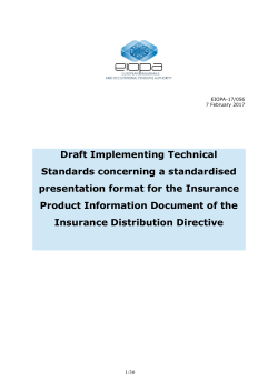 Draft Implementing Technical Standards - eiopa