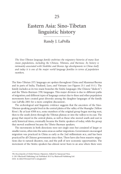 "Eastern Asia: Sino-Tibetan linguistic history." In: The Encyclopedia