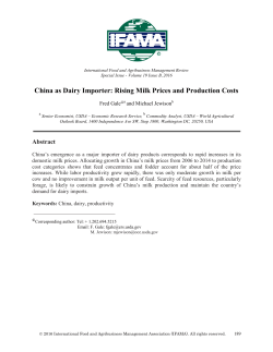 China as Dairy Importer: Rising Milk Prices and Production