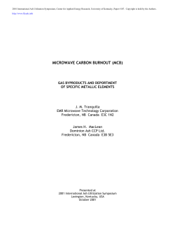 (mcb): gas byproducts and deportment of specific metallic elements