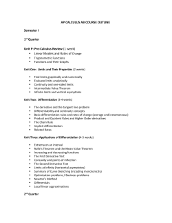 AP CALCULUS AB COURSE OUTLINE Semester I 1st Quarter Unit P