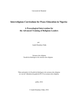 Interreligious Curriculum for Peace Education in Nigeria
