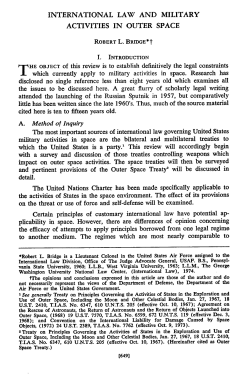 International Law and Military Activities in Outer Space