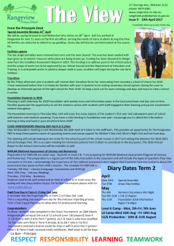 Newsletter 19th April 2017