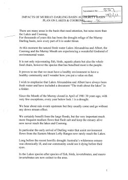 IMPACTS OF MURRAY-DARLING BASIN A PLAN ON LAKES