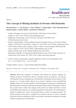 The Concept of Missing Incidents in Persons with Dementia