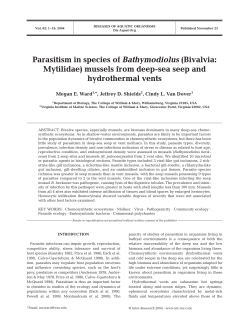 Parasitism in species of Bathymodiolus (Bivalvia: Mytilidae) mussels