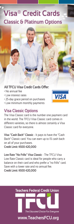 Visa&reg; Credit Cards - Teachers Federal Credit Union