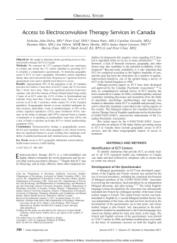 Access to Electroconvulsive Therapy Services in Canada