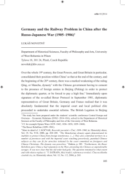 Germany and the Railway Problem in China after the Russo