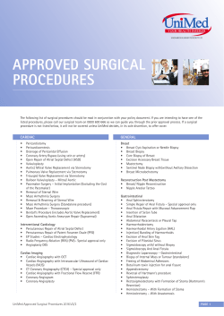List of Approved Surgical Procedures