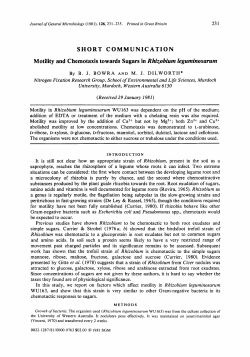 SHORT COMMUNICATION Motility and Chemotaxis towards Sugars