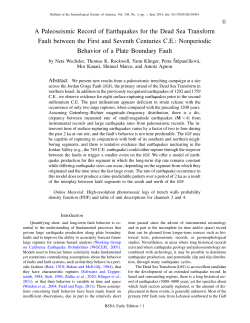 A Paleoseismic Record of Earthquakes for the Dead Sea Transform