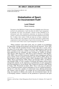 Globalization of Sport: An Inconvenient Truth1