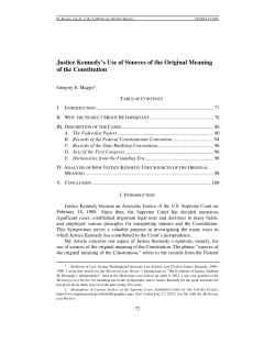 Justice Kennedy`s Use of Sources of the Original Meaning of the