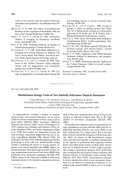 Maintenance Energy Costs of Two Partially Folivorous Tropical