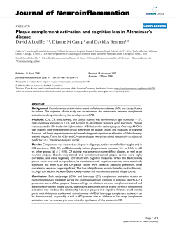 Plaque complement activation and cognitive loss in Alzheimer`s