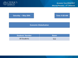 Saturday &ndash; May 20th Economic Globalization Time: 9:30 AM