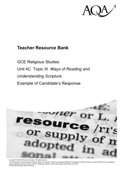 Topic III Ways of Reading and Understanding Scripture