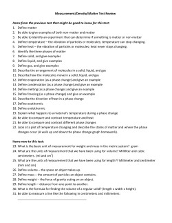 Measurement/Density/Matter Test Review Items from the previous