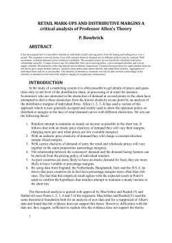 Retail mark-ups and distributive margins
