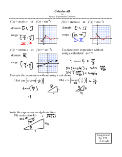 f (x) = arcsin x or f (x) = sin x-1 domain: range : f (x