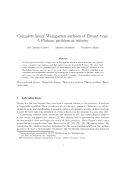 Complete linear Weingarten surfaces of Bryant type. A Plateau