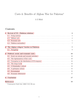Costs Benefits of Afghan War for Pakistan