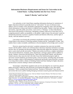 Information Disclosure Requirements and Issues for Universities in