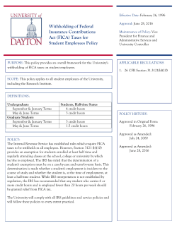 (FICA) Taxes for Student Employees Policy