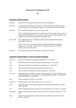 Marianna M. Bolognesi, Ph.D. CV Academic Achievements