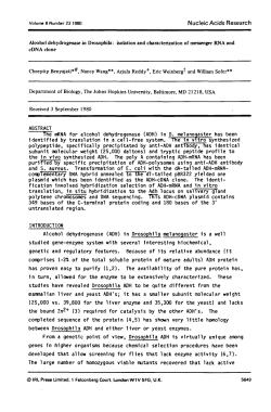 Alcohol dehydrogenase in Drosophila: isolation and