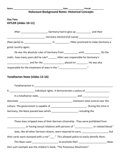 Holocaust Background Notes: Historical Concepts HITLER (slides