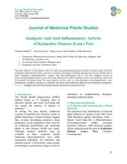 Journal of Medicinal Plants Studies Analgesic And Anti