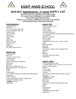 K-6th Grade Supply Lists 2016-17 - Light of Christ Catholic Schools