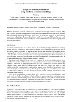 Single document summarization using word and sentence