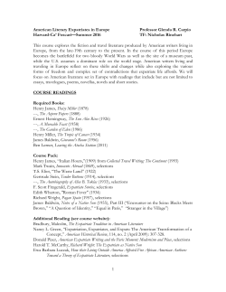 American Literary Expatriates in Europe Professor Glenda R. Carpio