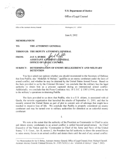 Determination of Enemy Belligerency and Military Detention