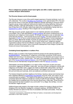 Backgrounder on Peru - Forest Peoples Programme