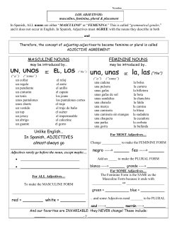 MASCULINE NOUNS FEMININE NOUNS Unlike English&hellip; In