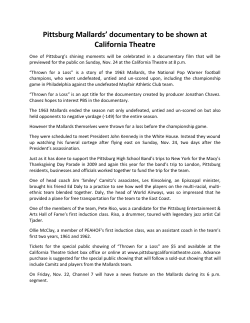 Pittsburg Mallards` documentary to be shown at California Theatre