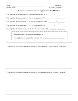 Complementary and Supplementary Word Problems