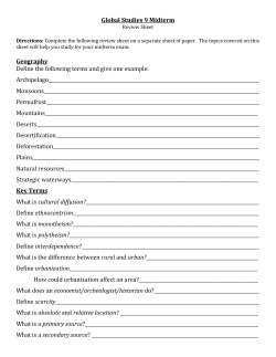 Global Studies 9 Midterm Geography Define the following terms and