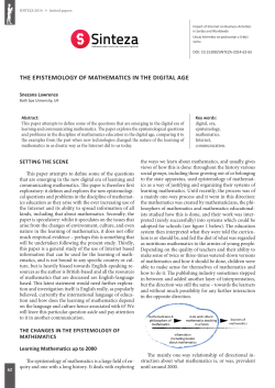 THE EPISTEMOLOGY OF MATHEMATICS IN THE DIGITAL AGE