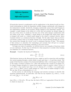 Limits And The Notion Of Continuity