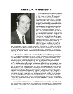 Robert GW Anderson (1944 - School of Chemical Sciences
